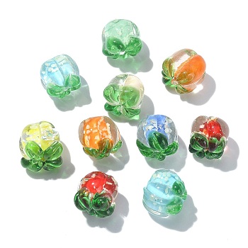 40Pcs 8 Colors Luminous Handmade Lampwork Beads, Persimmon, Mixed Color, 13~15x11.5~12mm, hole: 1.4~1.6mm, 5pcs/color