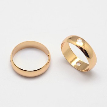 Ring Grade AAA Brass Bead Frames, Cadmium Free & Nickel Free & Lead Free, Real 18K Gold Plated, 3.5x11.5mm, Hole: 1mm