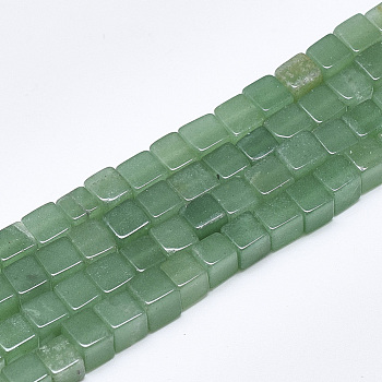 Natural Green Aventurine Beads Strands, Cube, 6~6.5x6~6.5x6~6.5mm, Hole: 1mm, about 65pcs/strand, 16.1 inch