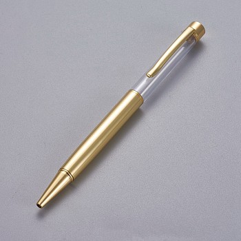 Creative Empty Tube Ballpoint Pens, with Black Ink Pen Refill Inside, for DIY Glitter Epoxy Resin Crystal Ballpoint Pen Herbarium Pen Making, Light Gold, Gold, 140x10mm