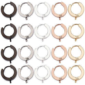 20Pcs 5 Style Stainless Steel Huggie Hoop Earrings Findings, with 316 Surgical & 304 Stainless Steel Pins, with Vertical Loops, Mixed Color, 15~15.5x13~14x3~4mm, Hole: 1.4~1.6mm, Pin: 1mm, 4Pcs/style