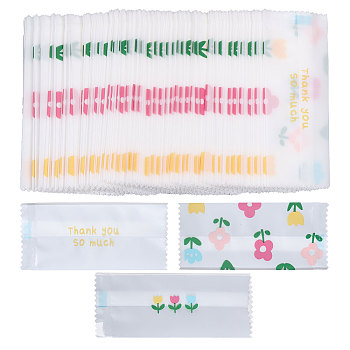 200Pcs OPP Flower Nougat Candy Packaging Bags, Rectangle, Colorful, 9.4x3.9x0.01cm