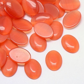Cat Eye Cabochons, Oval, Coral, 25x18x3.5mm
