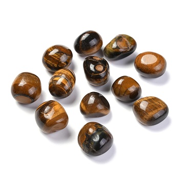 Natural Tiger Eye Beads, No Hole, Nuggets, Tumbled Stone, Healing Stones for 7 Chakras Balancing, Crystal Therapy, Meditation, Reiki, Vase Filler Gems, 14~26x13~21x12~18mm, about 120pcs/1000g