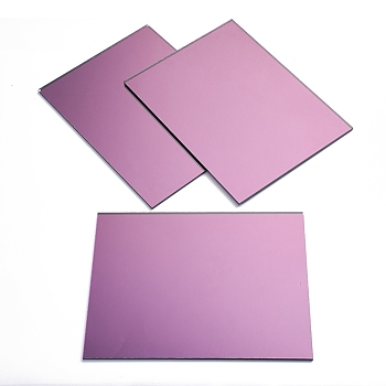 Glass Sheets, Mirror Mosaic Border Craft Tiles, for Home Decoration or DIY Crafts, Rectangle, Plum, 200x150x3.5mm