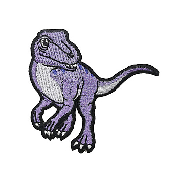 Computerized Embroidery Polyester Iron on/Sew on Patches, Costume Accessories, Appliques, Velociraptor, Medium Purple, 59x60mm