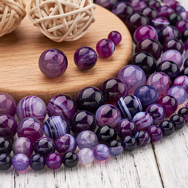4 Strands 4 Style Natural Striped Agate/Banded Agate Bead Strands(G-TA0001-35)-4