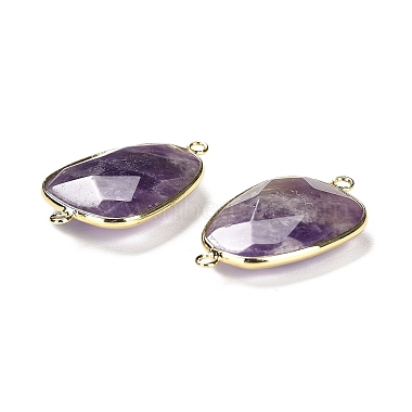 Natural Amethyst Faceted Connector Charms(G-F763-02G-04)-2