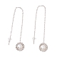 Flat Round with Plastic Pearl Dangle Stud Earrings(EJEW-A067-14P)-1