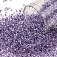 TOHO Round Seed Beads, Japanese Seed Beads, (935) Inside Color Crystal/Purple Lined, 11/0, 2.2mm, Hole: 0.8mm, about 5555pcs/50g(SEED-XTR11-0935)
