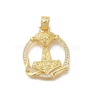 Rack Plating Brass with Cubic Zirconia Pendants, Long-Lasting Plated, Lead Free & Cadmium Free, Anchor & Helm Charms, Real 18K Gold Plated, 29x25x4mm, Hole: 3x5mm(KK-Z086-55G)