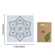 PET Plastic Drawing Painting Stencils Templates, Square, Creamy White, Flower Pattern, 30x30cm(DIY-WH0244-185)