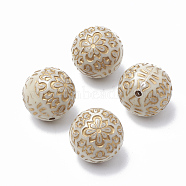 Plating Acrylic Beads, Metal Enlaced, Round, Golden Plated, Old Lace, 14mm, Hole: 1mm, about 325pcs/500g(PACR-T001-12)