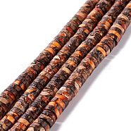 Assembled Synthetic Bronzite and Imperial Jasper Beads Strands, Dyed, Heishi Beads, Flat Round/Disc, 8x3mm, Hole: 1.2mm, about 143pcs/strand, 15.94''(40.5cm)(G-I318-07)