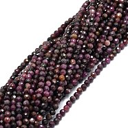 Natural Ruby Beads Strands, Faceted, Round, 4mm, Hole: 0.7mm, about 92pcs/strand, 15.94''(40.5cm)(G-E576-63C)