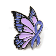 Butterfly & Esophageal Cancer Awareness Ribbon Alloy Enamel Pin, Brooch for Backpack Clothes, Lilac, 30.5x22x1.6mm(JEWB-B006-12C)