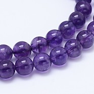 Natural Amethyst Round Bead Strands, Grade AB+, 6mm, Hole: 1mm, about 64pcs/strand, 15.5 inch(G-M212-6mm-02B)