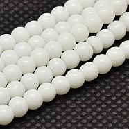 Opaque Solid Color Glass Round Beads Strands, Grade AA, White, 4mm, Hole: 1mm, about 80pcs/strand, 12 inch(GLAA-F032-4mm-01)