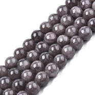 Natural Dyed Yellow Jade Gemstone Bead Strands, Round, Gray, 6mm, Hole: 1mm, about 66pcs/strand, 15.7 inch(G-R271-6mm-Y23)