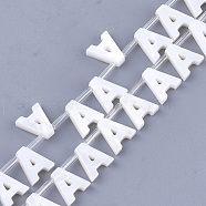 Natural Freshwater Shell Beads, Top Drilled Beads, White, Letter.A, 10x8.5x3mm, Hole: 0.8mm(SHEL-T012-59A)
