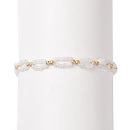 Glass Seed Beaded Bracelet, Braided Ring Wrap Bracelet for Women, White, 7-1/4 inch(18.5cm)(BJEW-JB08615)
