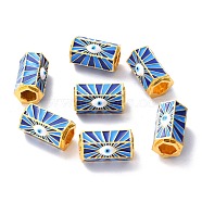 Alloy Enamel Beads, Large Hole Beads, Hexagon with Evil Eye, Blue, 21.5x14x13.5mm, Hole: 6x7mm(ENAM-F141-02B-G)