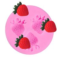 Food Grade Silicone Molds, Fondant Molds, For DIY Cake Decoration, Chocolate, Candy Mold, Strawberry, Pink, 50.5x8.5mm(DIY-E018-10)