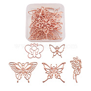 Pet Alloy Pendants, Open Back Bezel, for DIY UV Resin, Epoxy Resin Jewelry Making, Butterfly, Rose Gold, 64x63x20mm, 10pcs/box(PALLOY-MP0001-01RG)