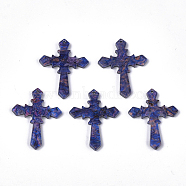 Cellulose Acetate(Resin) Pendants, Cross, DarkSlate Blue, 34.5x26.5x2.5mm, Hole: 1.4mm(KY-S158-24E)