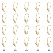 10 Pairs Rack Plating Brass Micro Pave Cubic Zirconia Earrings Hooks, with Vertical Loops, Heart, Lead Free & Cadmium Free, with 50Pcs Plastic Ear Nuts, Real 18K Gold Plated, 20.5x13x1.5mm, Hole: 1mm, Pin: 0.8mm(FIND-DC0003-48)