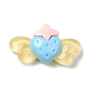 Translucent Resin Cabochons, Strawberry with Wings, Champagne Yellow, 14.5~15x26x7~7.5mm(RESI-C035-02A)