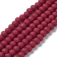 Glass Beads Strands, Faceted, Frosted, Rondelle, FireBrick, 8mm, Hole: 1mm, about 65~68pcs/strand, 15.7~16.1 inch(40~41cm)(EGLA-A034-P8mm-MD02)