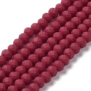 Glass Beads Strands, Faceted, Frosted, Rondelle, FireBrick, 8mm, Hole: 1mm, about 63~65pcs/strand, 39~40cm(EGLA-A034-P8mm-MD02)