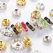 Iron Rhinestone Spacer Beads, Mixed Shape, Mixed Color, 6~10x3~4mm, Hole: 1~2mm(RB-MSMC002-03)
