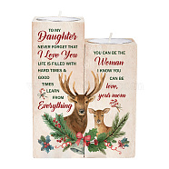 SUPERDANT Wooden Candle Holders, with Paraffin Candles, for Christmas, Deer Pattern, Candle Holder: 4.51x4.51x10.15~12.19cm, Candles: 37.2x14.8mm(AJEW-SD0001-21B)