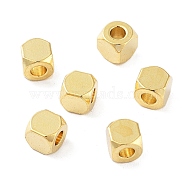 201 Stainless Steel Beads, Cube, Real 18K Gold Plated, 4x4x4mm, Hole: 2mm(STAS-K274-07D-G)