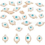 20Pcs 10 Colors Brass Enamel Pendants, Long-Lasting Plated, Real 18K Gold Plated, with Jump Rings, Column with Evil Eye, Mixed Color, 8x5.5x4.5mm, Jump Ring: 5x0.6mm, 3mm inner diameter, 2pcs/color(KK-NB0001-48G)