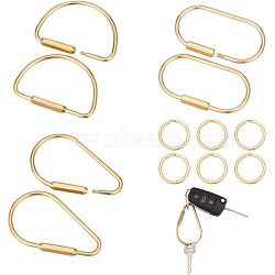 CHGCRAFT 12Pcs 4 Styles Brass Keychain Clasps, Oval/D-Shaped/Teardrop, Golden, 25~77x25~45.5x2.5~3.5mm(FIND-CA0005-87)