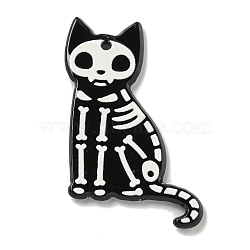 Halloween Black Cat Acrylic Pendants, Cat Shape, 38x26.5x2mm, Hole: 2mm(MACR-U005-01B)