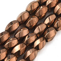 Electroplated Synthetic Magnetic Hematite Beads Strands, Long-Lasting Plated, Twist, Copper Plated, 8x5.5mm, Hole: 1mm, about 49pcs/strand, 16.06''(40.8cm)(G-P545-G01-02D)