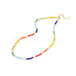 Glass Seed & Glass Pearl Beaded Necklace for Girl Women, Colorful, 15.94 inch(40.2cm)(X1-NJEW-TA00007)