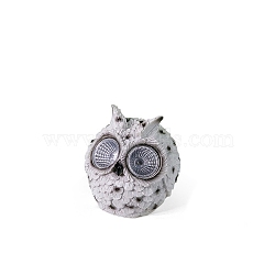 Creative Owl Resin Display Decorations, for Office Home Crafts Ornament, WhiteSmoke, 90x90x100mm(DJEW-PW0012-053A)