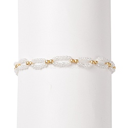 Glass Seed Beaded Bracelet, Braided Ring Wrap Bracelet for Women, White, 7-1/4 inch(18.5cm)(BJEW-JB08615)