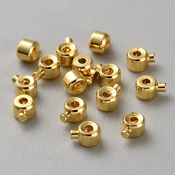 Brass Crimp Beads, Loose Spacer Beads, Stopper Crimp Charms, Rondelle, Real 18K Gold Plated, 4x3.2x2.5mm, Hole: 0.9mm(FIND-WH0152-512G)