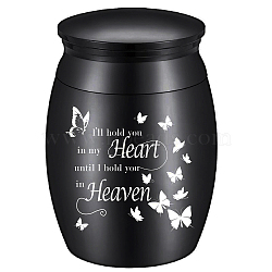 CREATCABIN Alloy Cremation Urn Kit, with Disposable Flatware Spoons, Silver Polishing Cloth, Velvet Packing Pouches, Butterfly Pattern, 40.5x30mm, 1pc(AJEW-CN0001-11C)