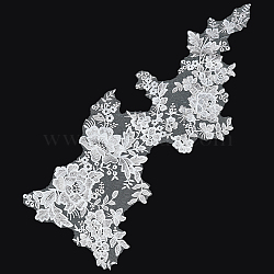 Polyester Embroidery Ornament Accessories, Appliques, Flower, for DIY Costume, Sewing Craft, White, 610~620x23x1.4mm(DIY-WH0030-59)