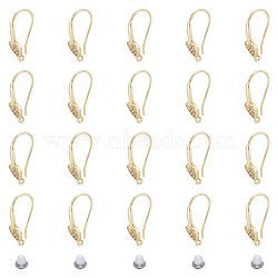 DICOSMETIC 10 Pairs Rack Plating Brass Micro Pave Cubic Zirconia Earrings Hooks, with Vertical Loops, Heart, Lead Free & Cadmium Free, with 50Pcs Plastic Ear Nuts, Real 18K Gold Plated, 20.5x13x1.5mm, Hole: 1mm, Pin: 0.8mm(FIND-DC0003-48)