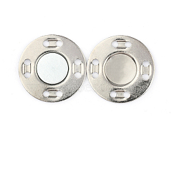 Iron Magnetic Buttons Snap Magnet Fastener, Flat Round, for Cloth & Purse Makings, Platinum, 2cm(PURS-PW0001-444B-P)