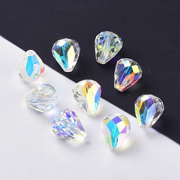 Imitation Austrian Crystal Beads, Grade AAA, Faceted, Drop, Clear AB, 10x12mm, Hole: 0.9~1.5mm