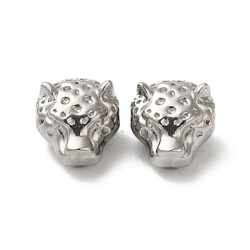 304 Stainless Steel Beads, Leopard, Stainless Steel Color, 12.5x10.5x8mm, Hole: 2mm